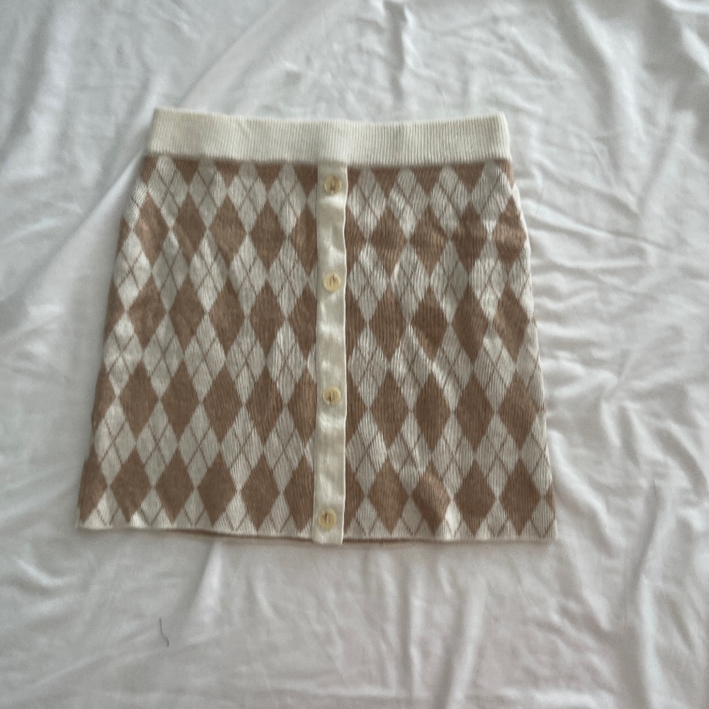 Checkered knit/cotton stretch skirt size M
